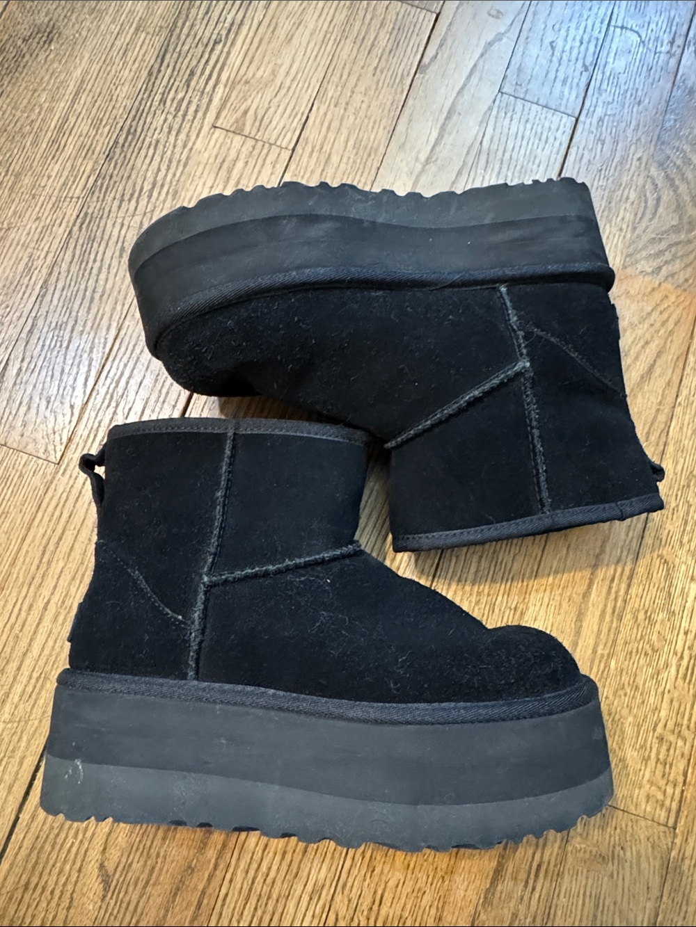 UGG Black Platform Short Shearling Ankle Boots
